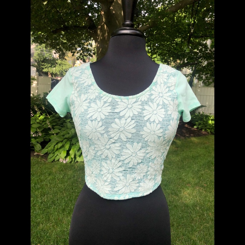 Floral teal crop tee from Charlotte Russe